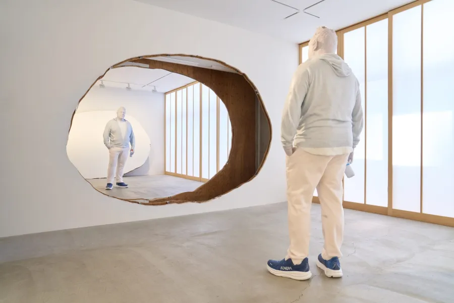 Mirror, 2026
Two Urs figures: Paraffin wax,
microcrystalline wax, pigment, leaf
palladium, stainless steel, and wicks
Each: 86 7/8 x 35 x 24 3/8 inches
(220.6 x 88.8 x 61.9 cm)
Edition 1 of 2, with 1 AP
FIS-0002