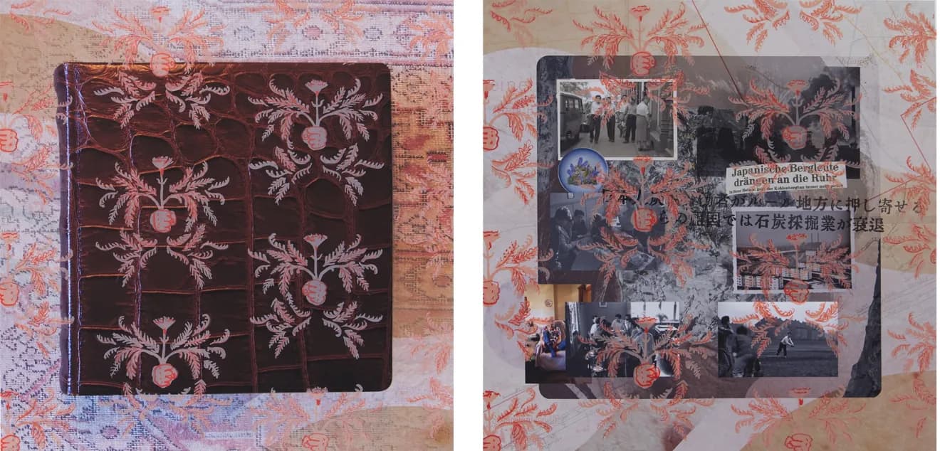 羊歯とカーネーション – Immigrés, donc travailleurs, 2026, lithograph on c-print, set of 9 (each 400 × 400 mm)
©︎Naho KAWABE, courtesy of the artist and WAITINGROOM