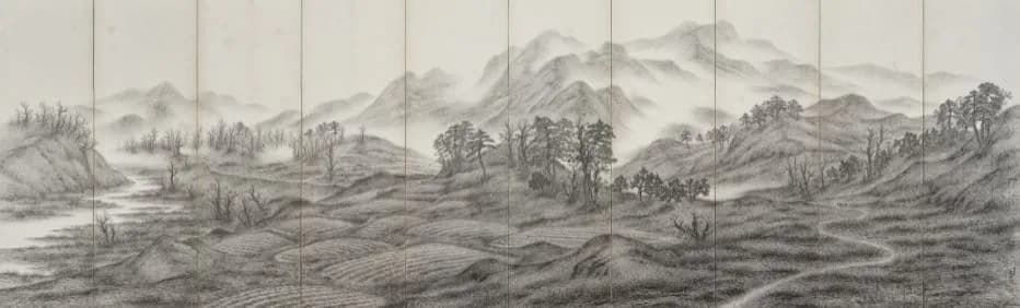 이상범, 〈귀로〉, 1937, 종이에 먹, 색, 135×445cm, 아모레퍼시픽미술관.