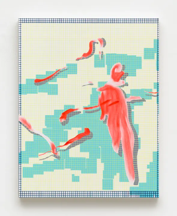 박현정 Hyunjung Park, Image 176, 2024, 종이에 아크릴릭, 아크릴릭 과슈, 수성 오일, 59.5 x 46.5 cm © Courtesy of the artist 김온 On Kim, 《Folding Gravity, Weaving Sound》 Installation view © Courtesy of the artist and dR