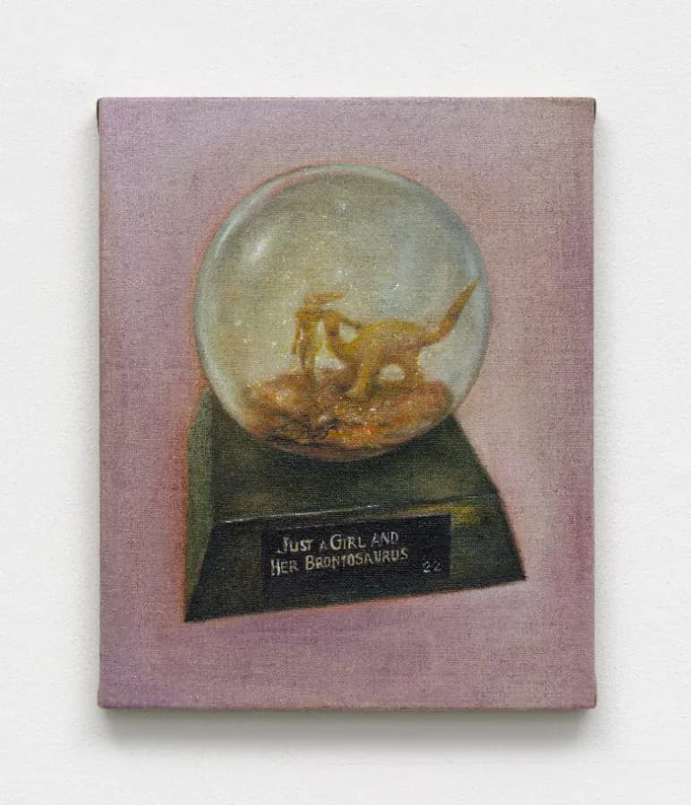 조은형 Cho Eunhyung, Just A Girl And Her Brontosaurus, 2026, Oil on canvas, 27 x 22cm