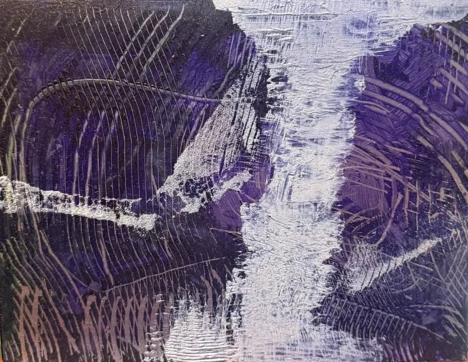 “ Purple ” acrylic mixed-media on aluminum 14×18cm 2025