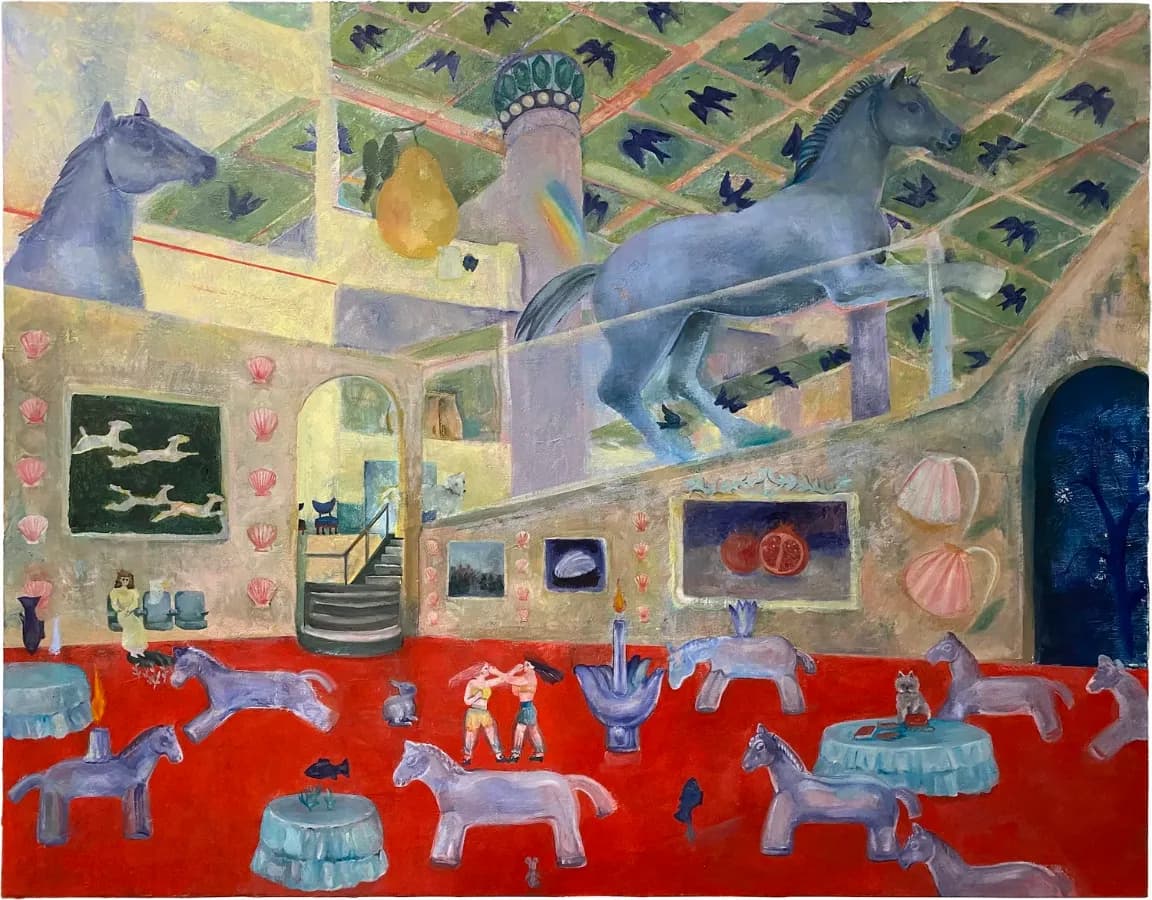“ 反復する夢 ”   oil, gofun on canvas   72.7×91cm   2026