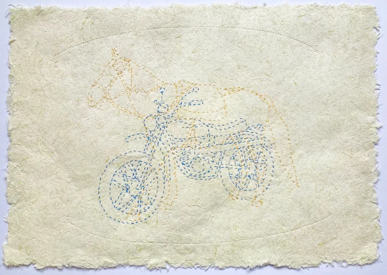 ” ひとつもどる ー 移動 ー ” 古布、古紙、糊 29.7×42cm 2026