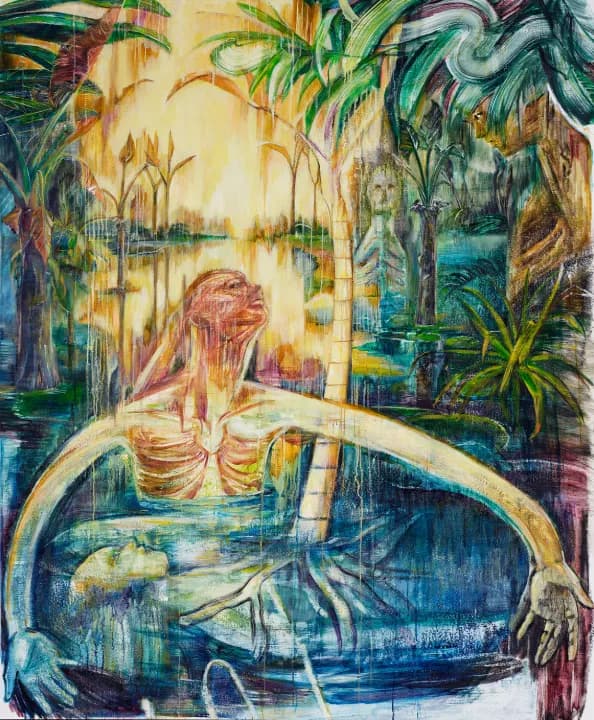 グランプリ 吉田 茉莉子《天泣》2025年, 油彩・蜜蝋・カンヴァス, 194×162cm