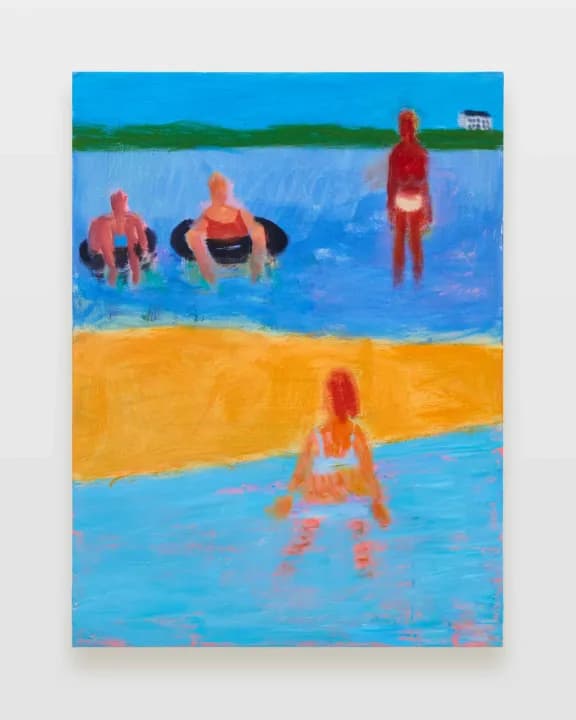 Katherine Bradford キャサリン・ブラッドフォード, Swimmers With Two Tubes, 2024, acrylic on canvas, 102.0 x 76.3 cm ©︎Katherine Bradford