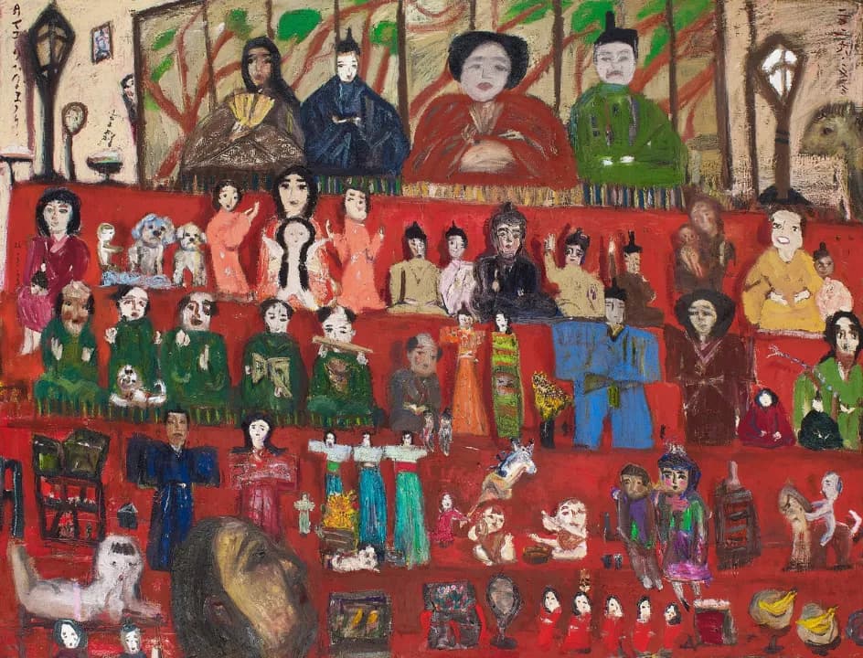 「タマコのひなまつり」112 × 146 ㎝ キャンバスに油彩 2026年 “Tamako’s Hinamatsuri”112 × 146 cm, oil on canvas, 2026