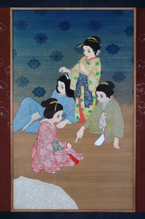 《ひとのぬ》 2025, 桐板戸、布、和紙、アクリル絵具, 117.3 × 177.5 × 27 cm, 撮影:宮島径 ©︎ ai yamaguchi・ninyu works, Courtesy of Mizuma Art Gallery
