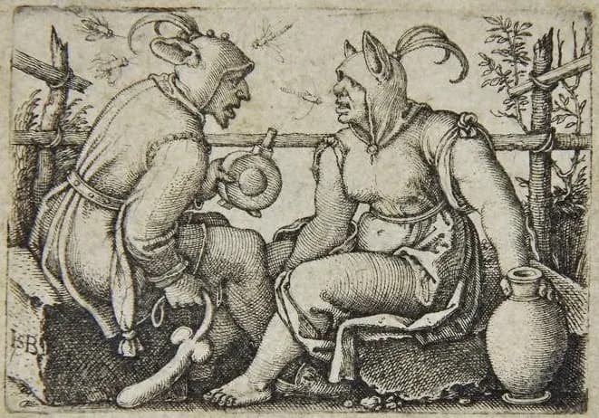 ゼバルト・ベーハム《二人の道化》1541年頃、エングレーヴィング