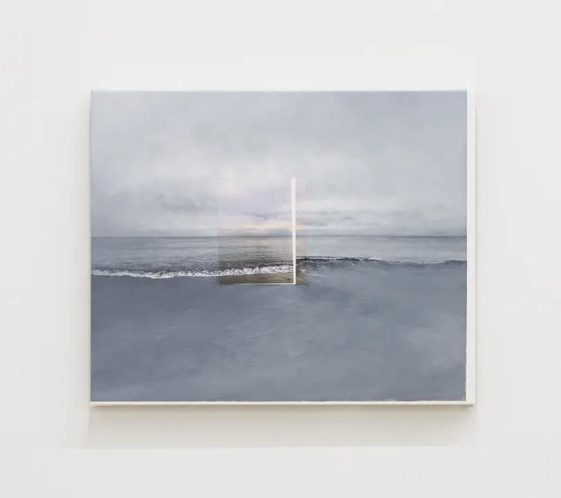 城田圭介 | Keisuke SHIROTA, Seascape (cloudy, shoreline), 2025年, Photograph, oil and acrylic on canvas. panel, 37 x 45.4cm
