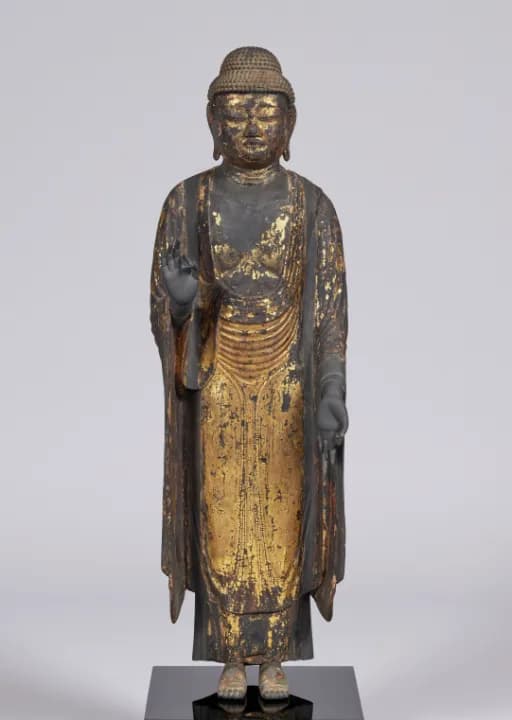 阿弥陀如来立像 平安時代 12世紀 (作品解説)新収蔵:平安後期にさかのぼる三尺阿弥陀の貴重な作例です