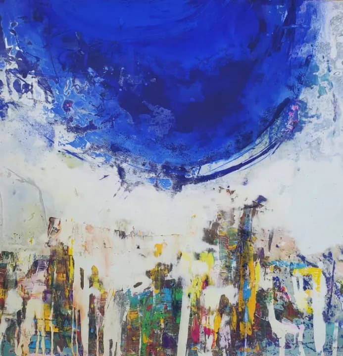 " Reverberation " mixed media on board 116.7×116.7 cm 2025
