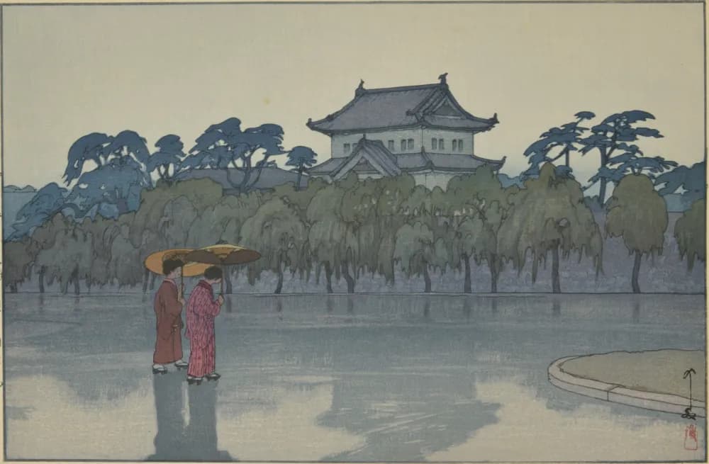 吉田博《東京拾二題 旧本丸》 昭和4(1925)年 大判一枚 三菱一号館美術館蔵